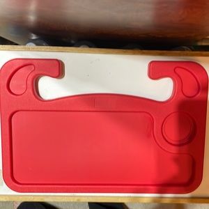New, red steering wheel tray
